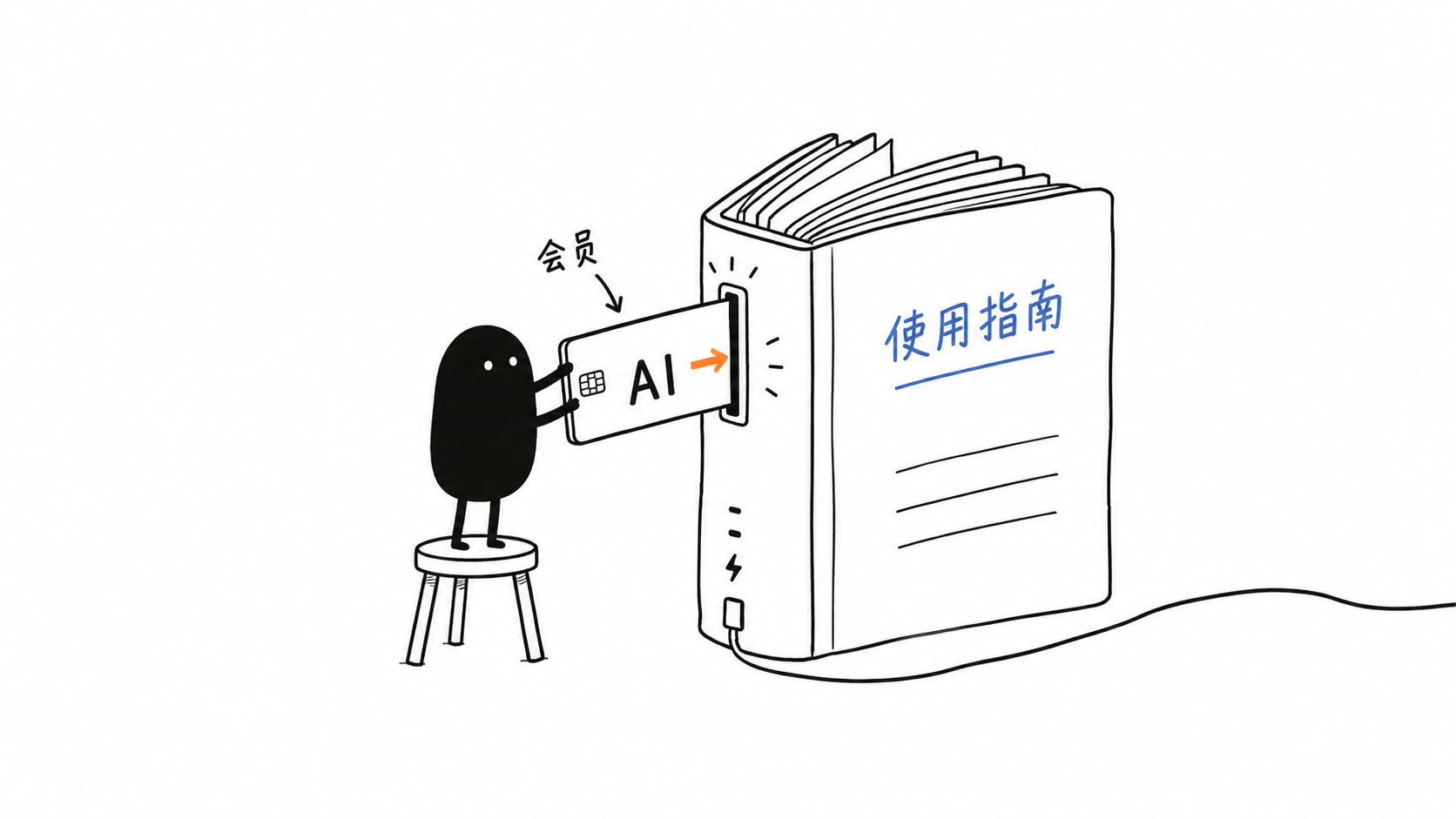 小黑把一张AI会员卡装入打开的使用指南
